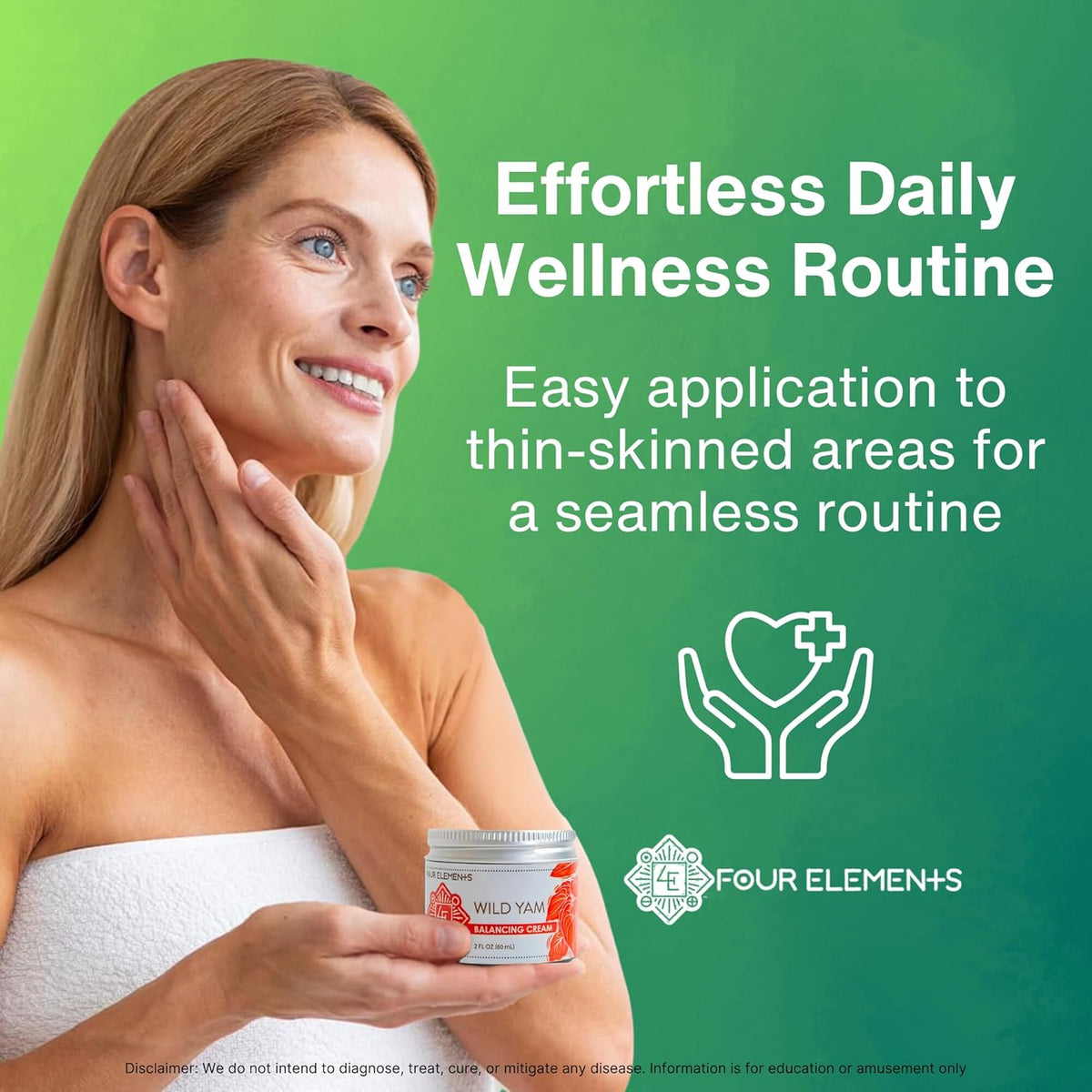 Four Elements Wild Yam Balancing Cream in original packaging, ideal for daily wellness. Effortless application for seamless use.