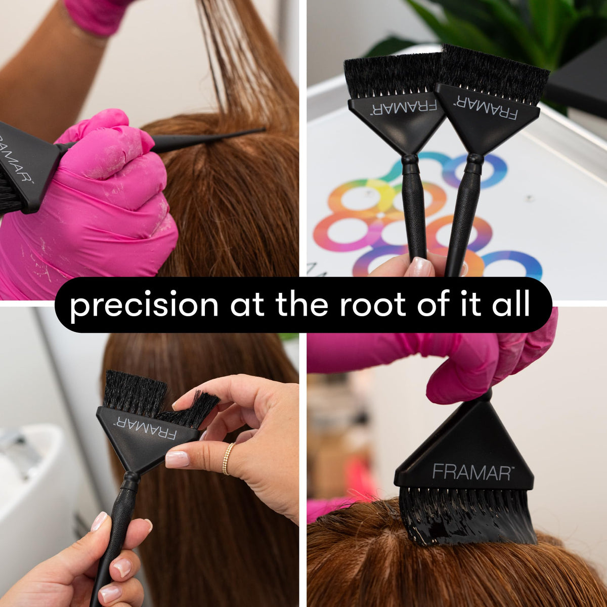 Framar hair color brush set with precision bristles for even application, perfect for at-home coloring. Verified by CuratCart.