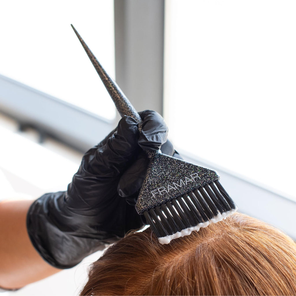 Framar Family Hair Color Brush Set in use, perfect for precise application. Available online for quick ordering.