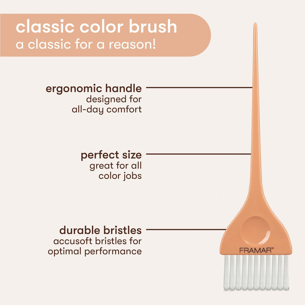 Framar Family Hair Color Brush Set features ergonomic handle and durable bristles. Available online for easy ordering.