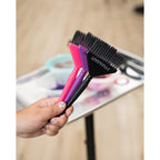 Premium imported Framar Family Hair Color Brush Set featuring vibrant pink and black brushes for precise application.