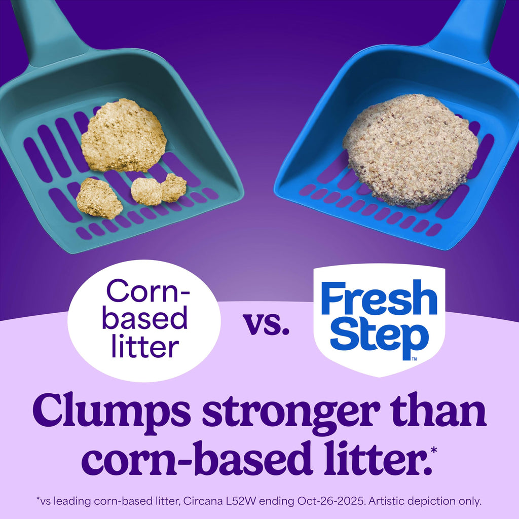 Premium imported Fresh Step Advanced Odor Shield Litter clumps stronger than corn-based alternatives. Available at Curat Cart.