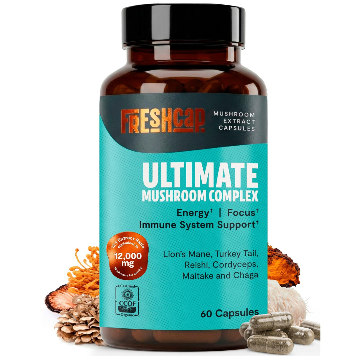 Freshcap Mushroom Coffee offers 100% authentic energy and immune support with lion's mane and cordyceps. Available in India at Curat Cart.