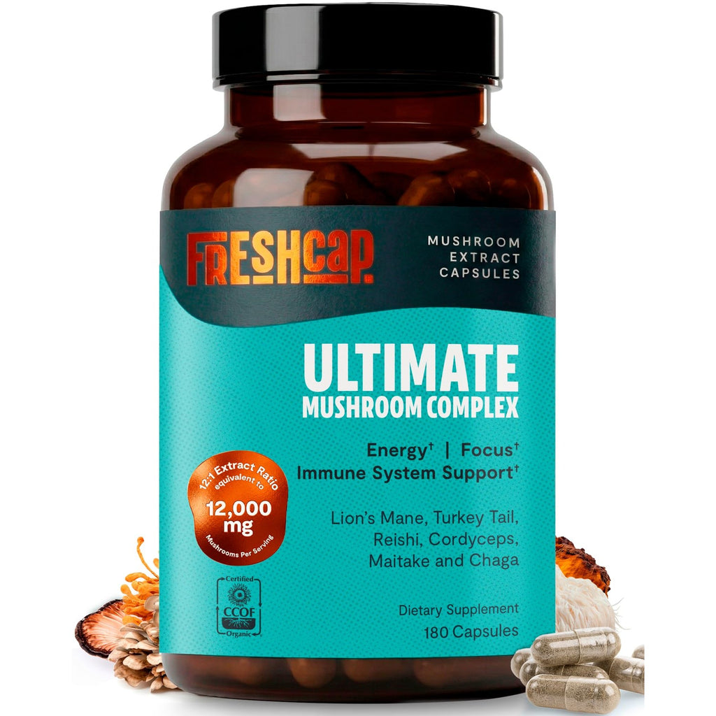Discover Freshcap Mushroom Coffee, a premium imported beverage enhancing energy and focus, available at Curat Cart.