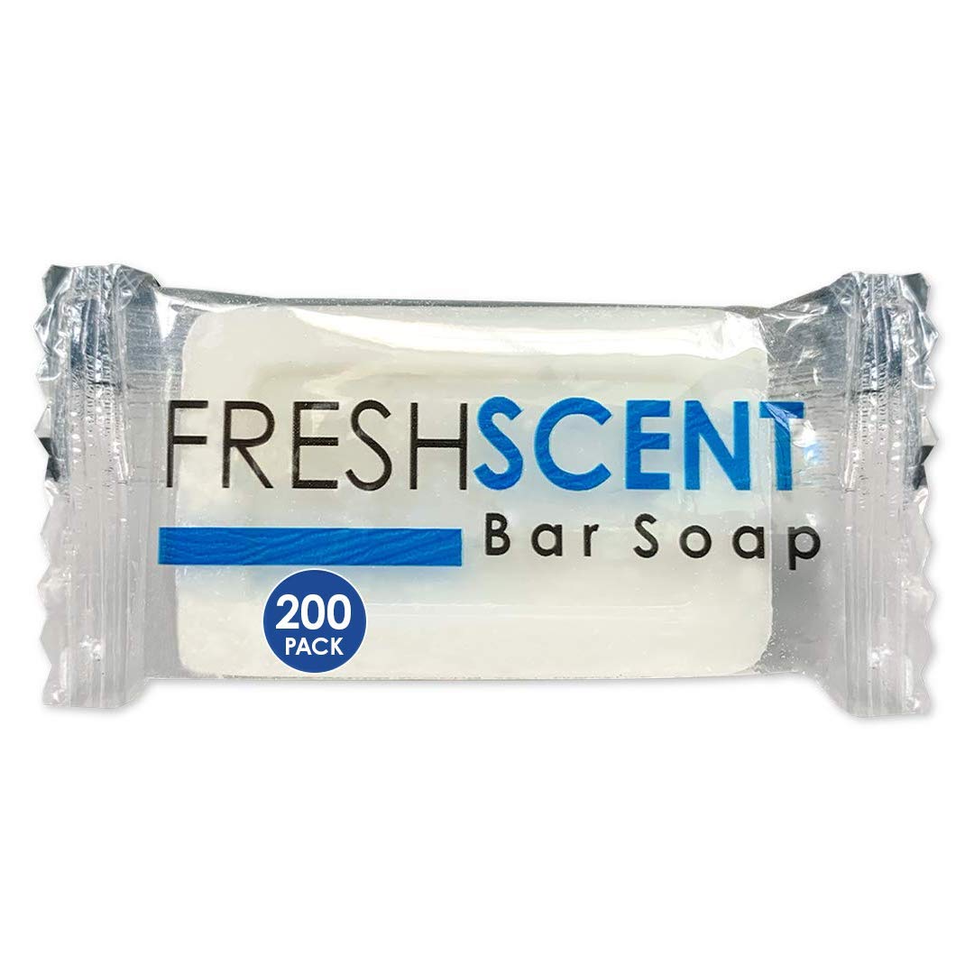 Freshscent 0.5 oz Bar Soap, individually wrapped, 200 count pack. Ideal for hotels, travel, and personal use with a fresh scent.