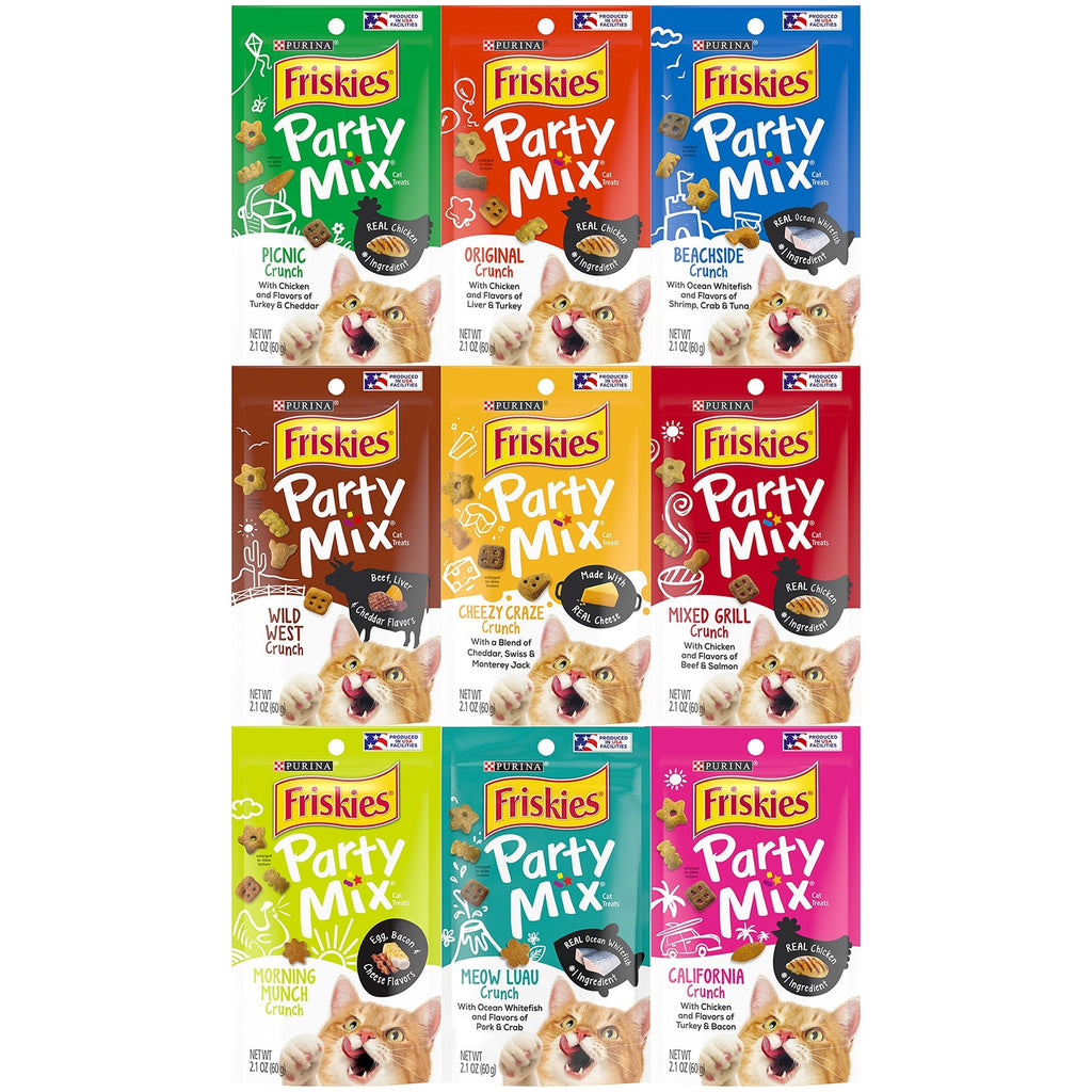 Explore Friskies Party Mix Crunch Variety, a premium imported selection for your cat, available at Curat Cart. Indulge their taste buds.