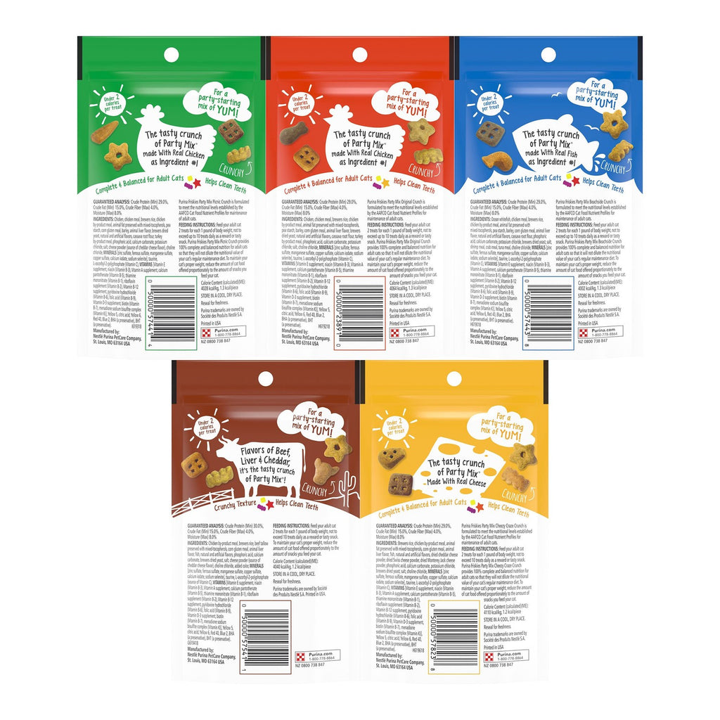 Friskies Party Mix Crunch Variety offers a premium imported assortment of flavors for your pet's delight, available at Curat Cart.