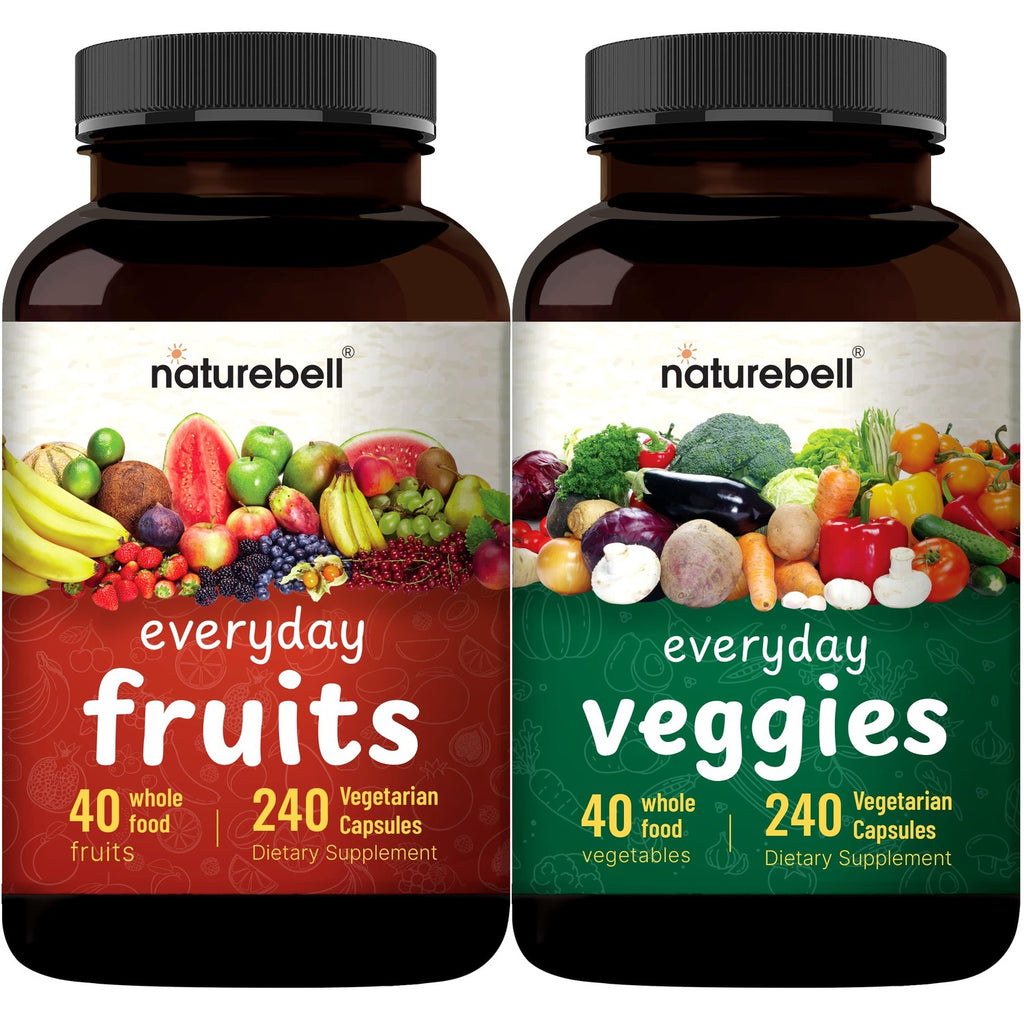 Premium imported Fruit and Veggies Supplement from Curat Cart, featuring 240 vegetarian capsules each with whole food benefits.