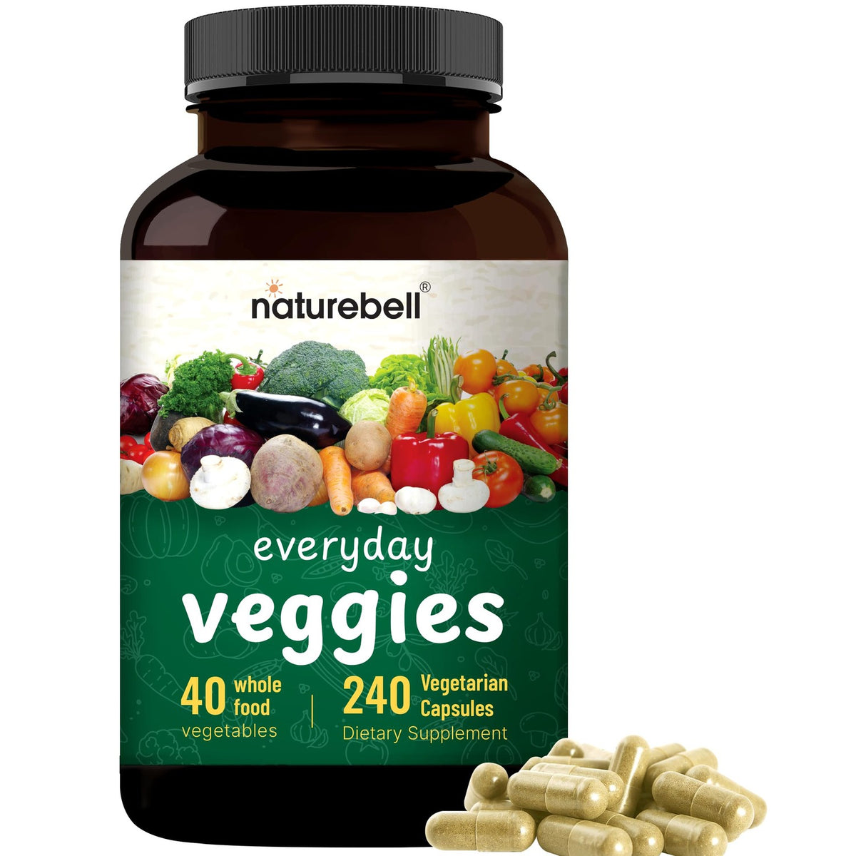Everyday Veggies supplement in high-quality packaging with 240 vegetarian capsules, available at Curat Cart for a healthy lifestyle.