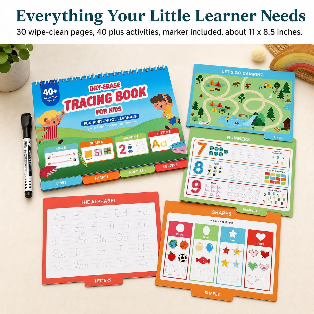 Engaging preschool workbooks for kids featuring tracing, numbers, and shapes. 100% Authentic and available at Curat Cart in India.