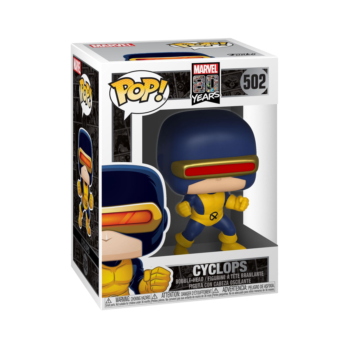 Authentic Funko 40717 POP! Marvel Bobblehead featuring Cyclops, celebrating 80 years of Marvel. Perfect for collectors.