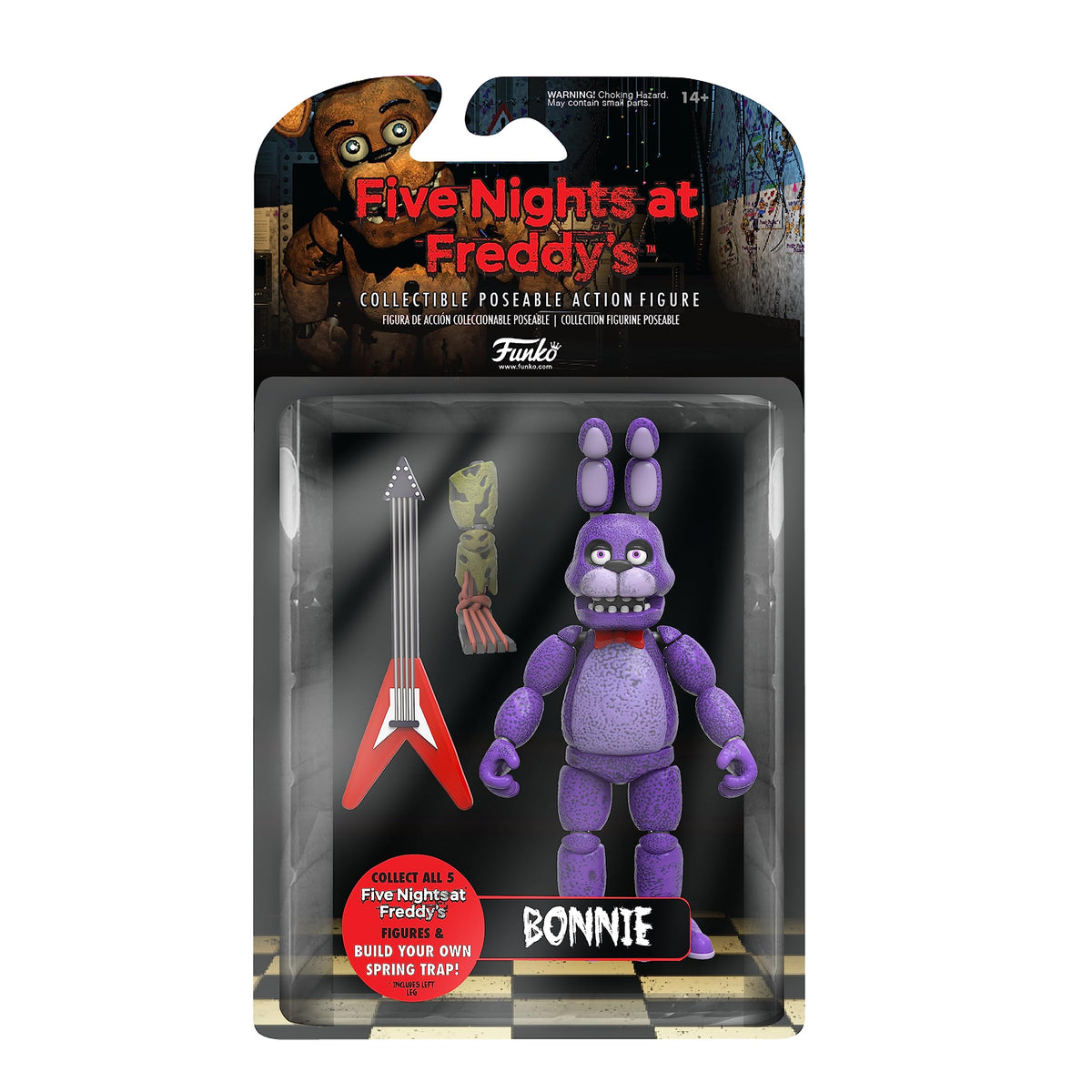 Authentic Funko 5" articulated action figure of Bonnie from Five Nights at Freddy's. Includes guitar accessory and collectible packaging.