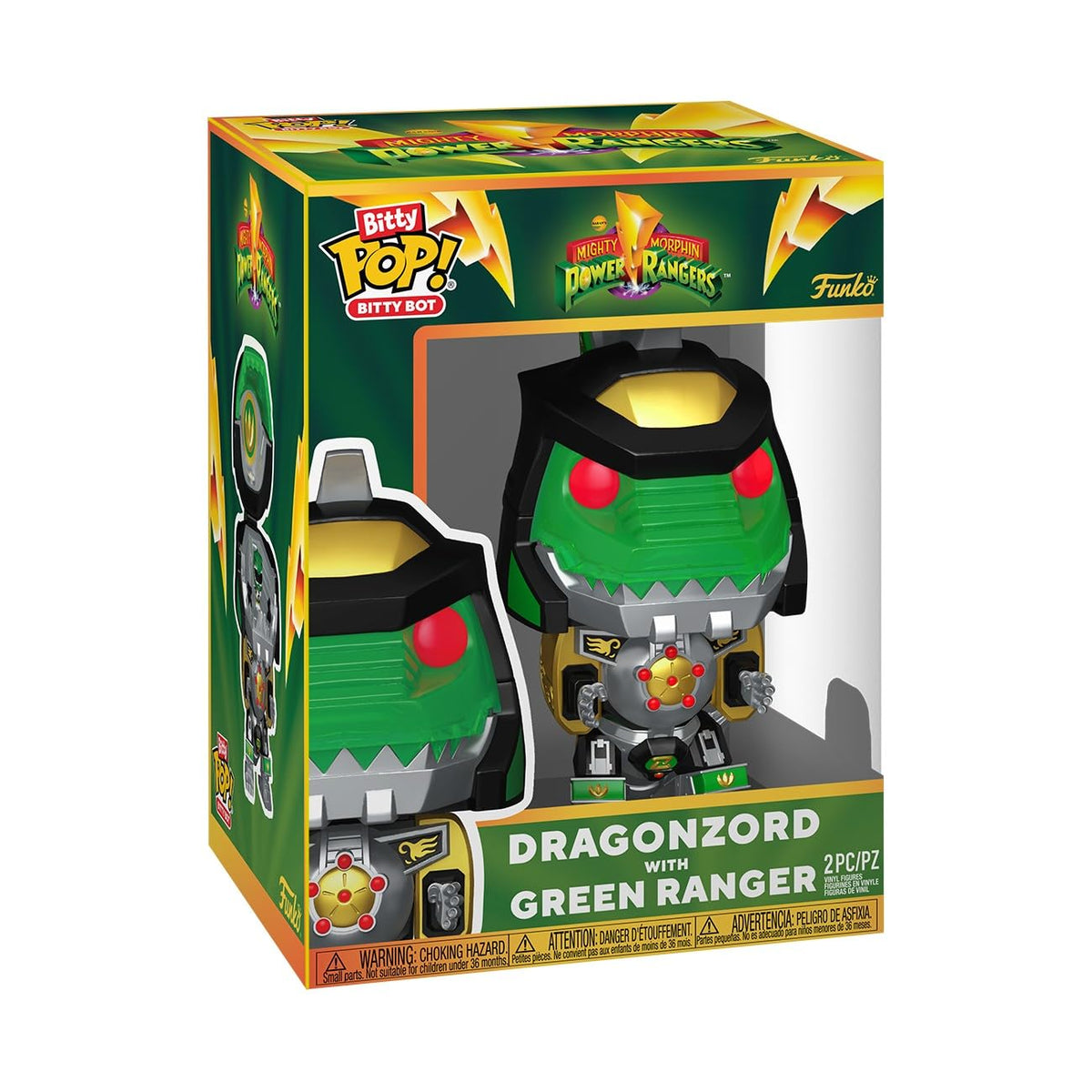 Discover the authentic Funko Bitty Bots: Power Rangers Dragonzord with Green Ranger, a must-have collectible for fans!