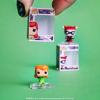 Collectible Funko Bitty POP! DC 4 pack featuring Harley Quinn, Poison Ivy, Batman, and Batgirl in original packaging.