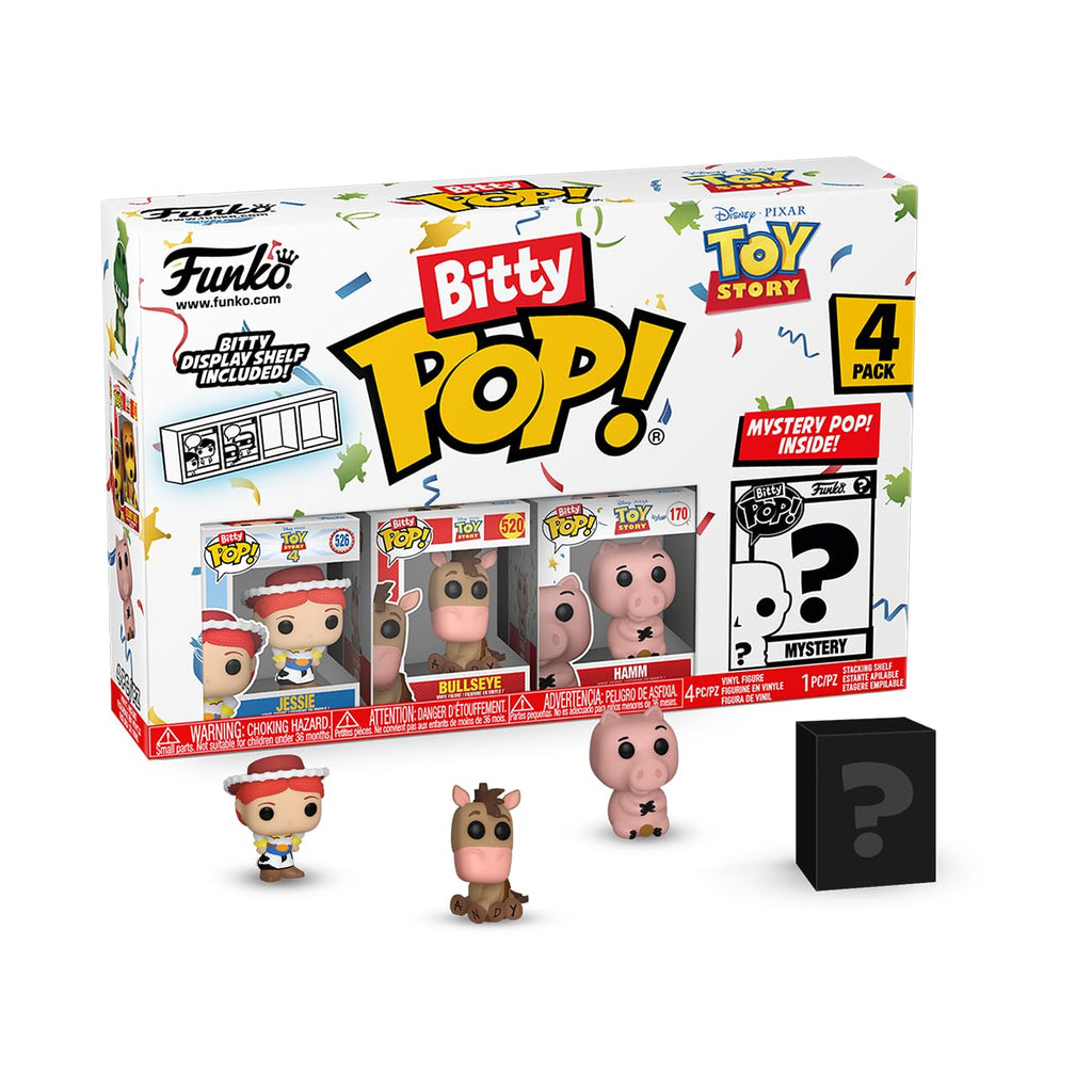 100% Genuine Funko Bitty POP! 4 pack featuring Toy Story characters. Includes mystery pop, perfect for collectors!