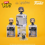 Authentic Funko Bitty POP! 4 Pack featuring iconic Harry Potter characters: Bellatrix, Draco, Severus, and Lord Voldemort.