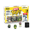 Shop the authentic Funko Bitty POP! 4 Pack featuring Minions, including a mystery figure. Display shelf included.