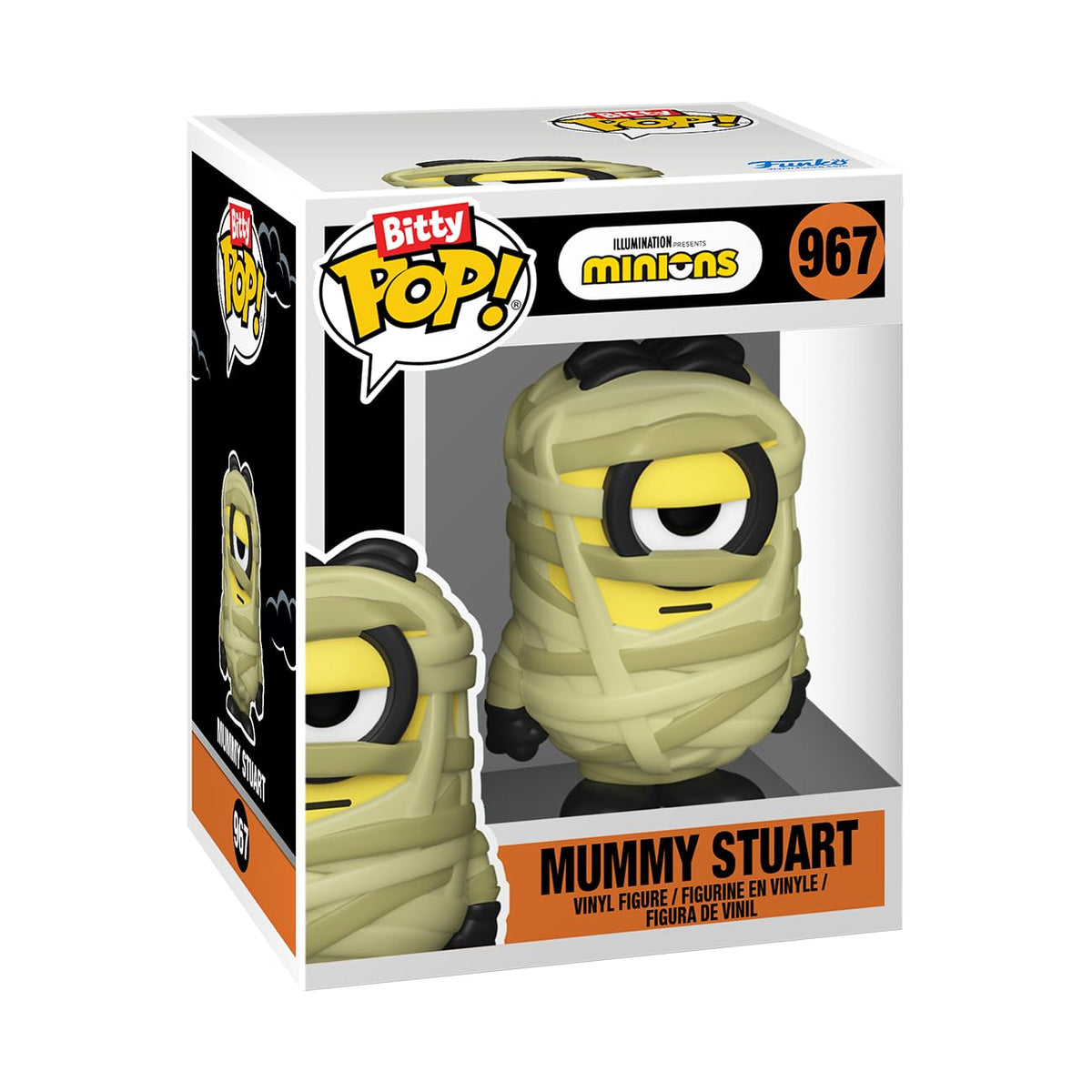 Official Funko Bitty POP! 4 Pack featuring Minions characters, including Mummy Stuart. Original packaging.