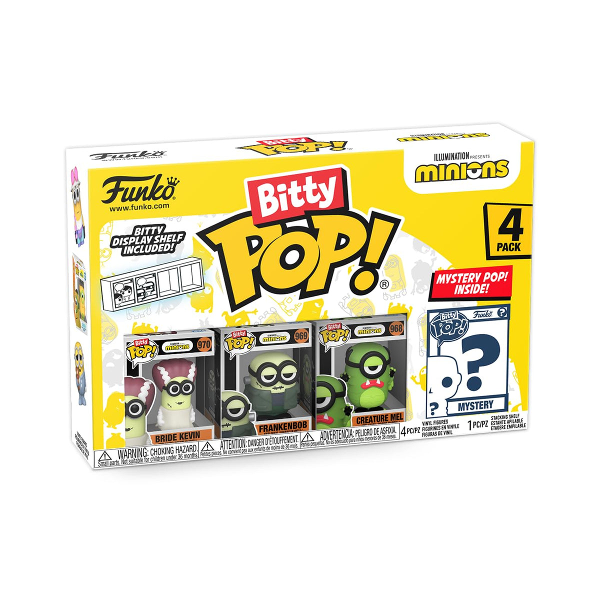 Funko's Bitty POP! 4 Pack features beloved Minions characters, including a mystery figure. Imported for collectors!