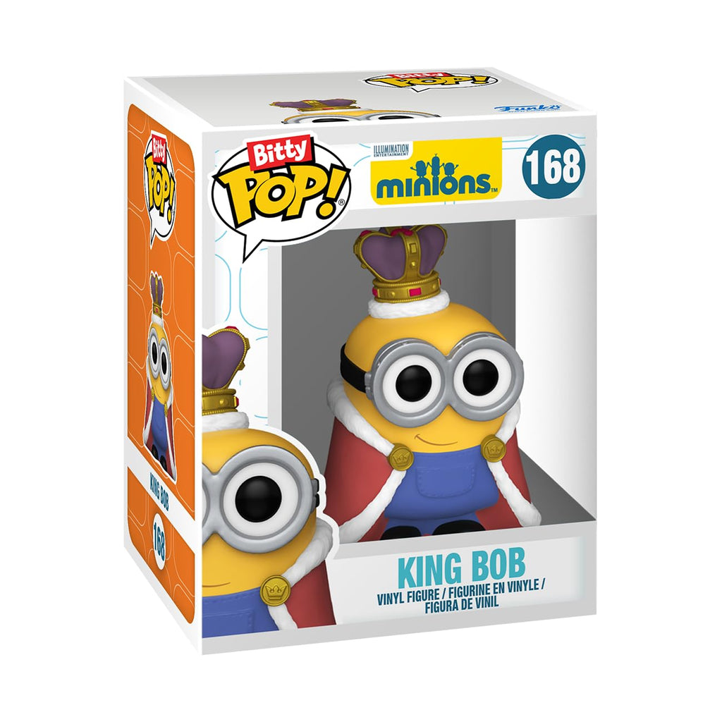 Premium imported Funko Bitty POP! 4 Pack featuring adorable Minions, including King Bob in vibrant vinyl figures.