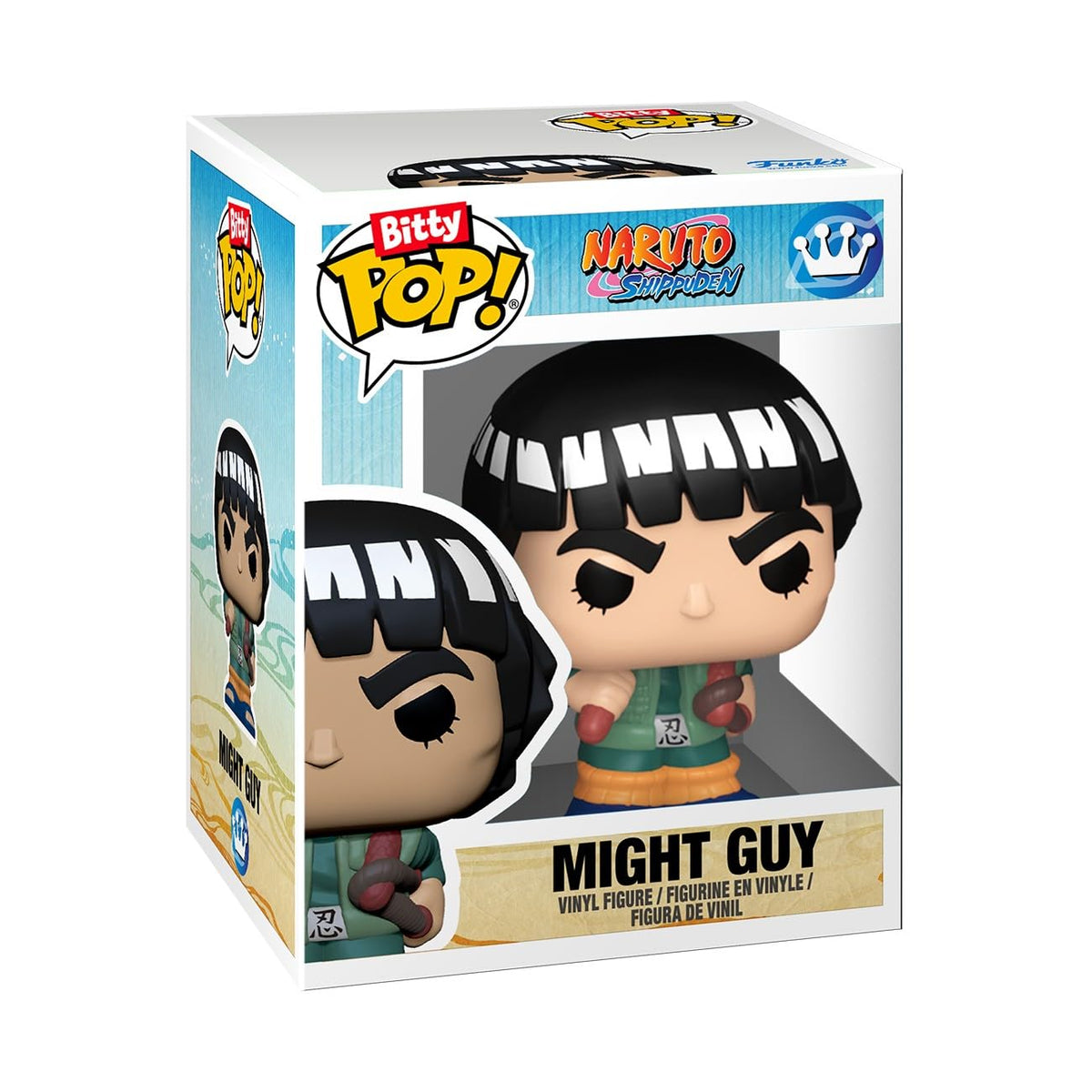 Authentic Funko Bitty POP! figure set featuring Might Guy from Naruto Shippuden. A must-have collectible for fans!
