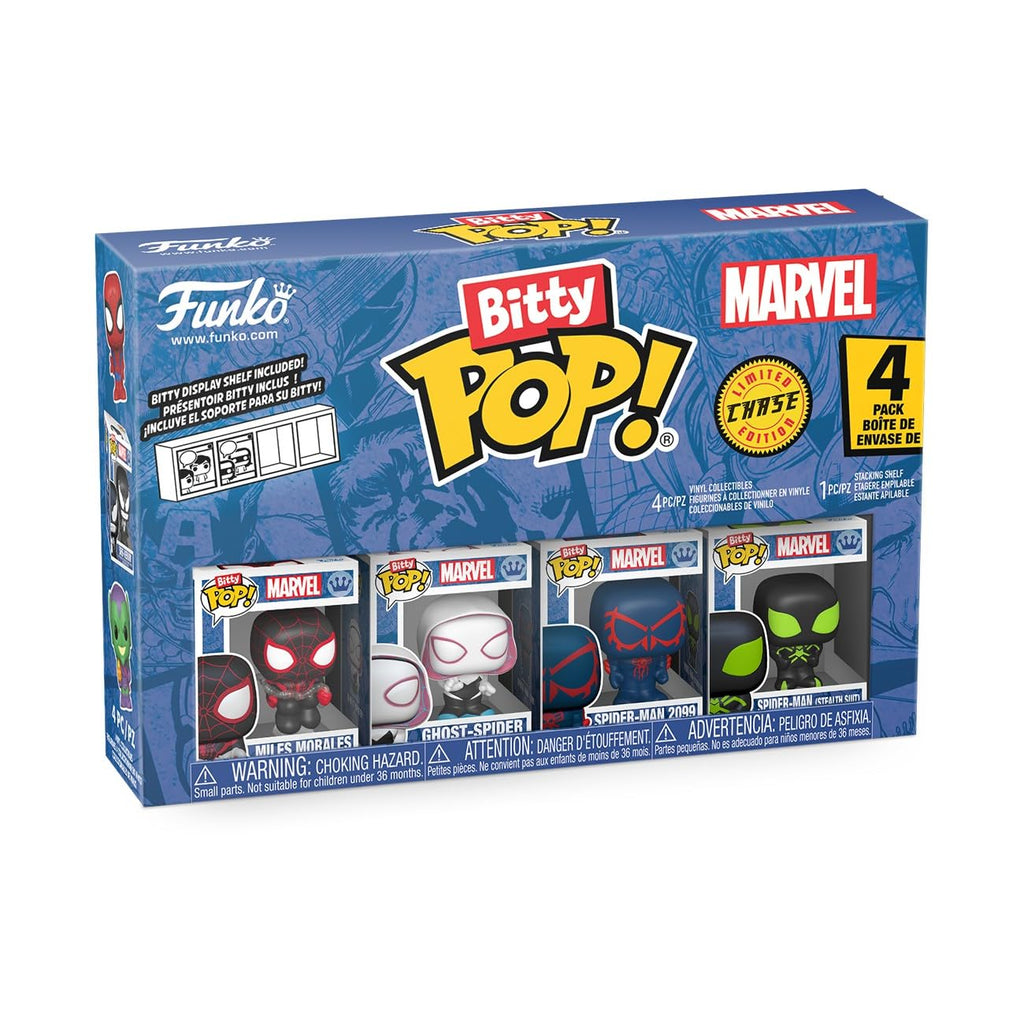 Shop the 100% genuine Funko Bitty POP! 4 Pack featuring various Spider-Man designs. Perfect for collectors!