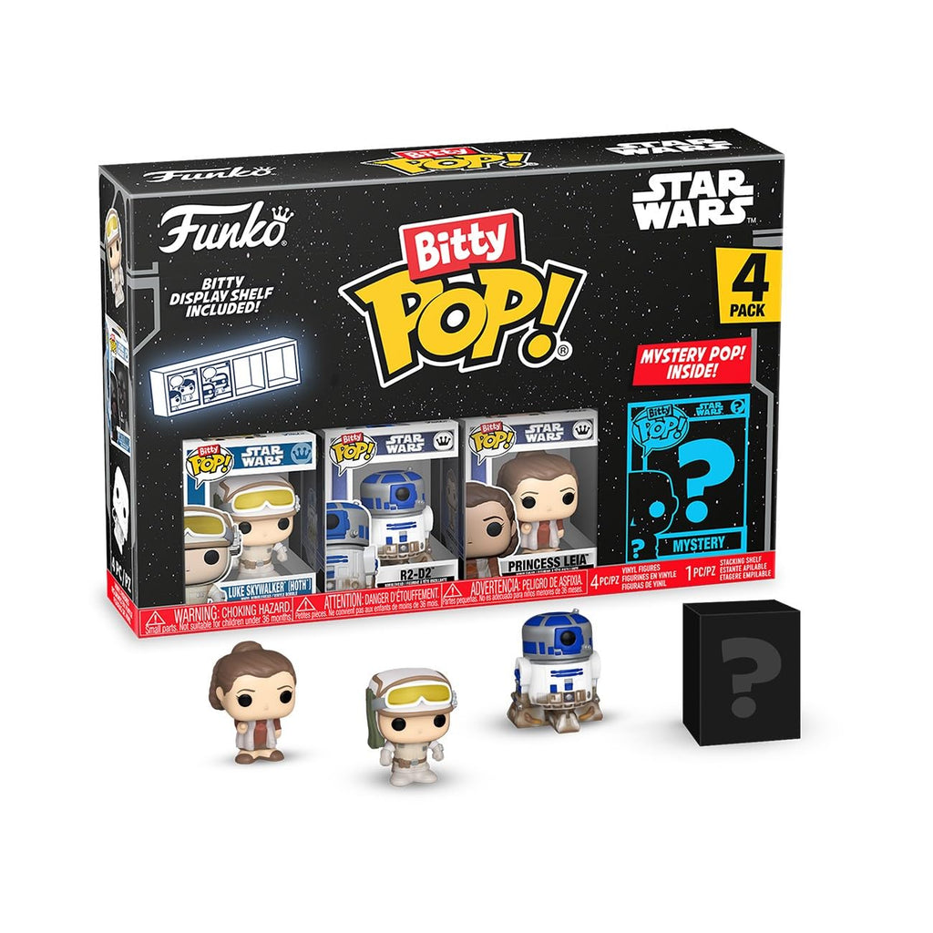 Discover the Funko Bitty POP! 4 Pack featuring Star Wars characters, plus a mystery figure. 100% authentic collectible set!