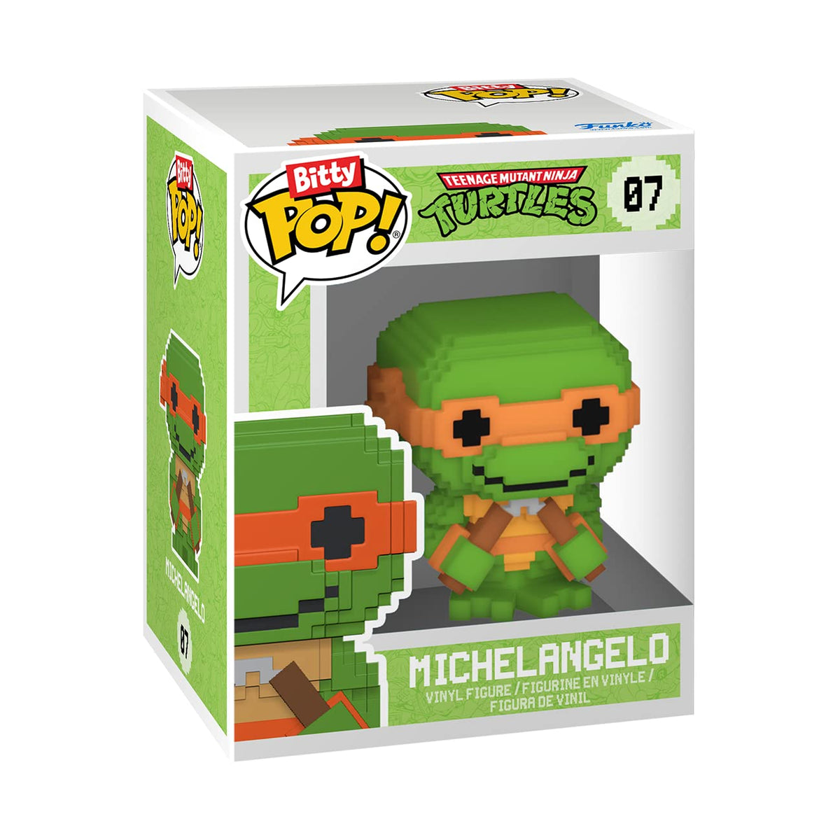 Authentic Funko Bitty POP! TMNT Michelangelo vinyl figure, perfect for collectors and fans of Teenage Mutant Ninja Turtles.