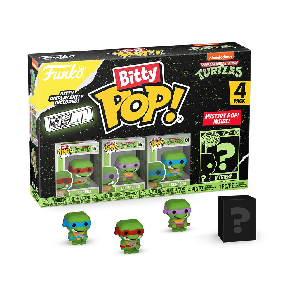 Discover the Funko Bitty POP! 4-Pack featuring TMNT characters, including a mystery figure, all 100% Authentic. Perfect for collectors!