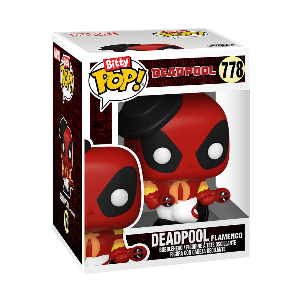 Adorable Funko Bitty POP! Deadpool in flamenco attire, perfect for collectors. Verified by CuratCart for quality assurance.