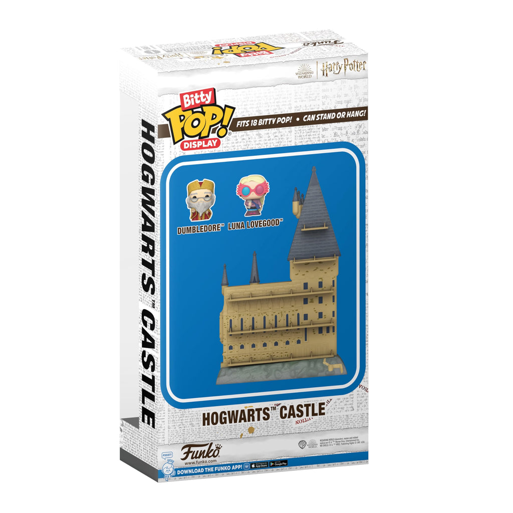 Premium Bitty POP! Display featuring Hogwarts Castle, includes Dumbledore and Luna Lovegood figurines. A global favorite!