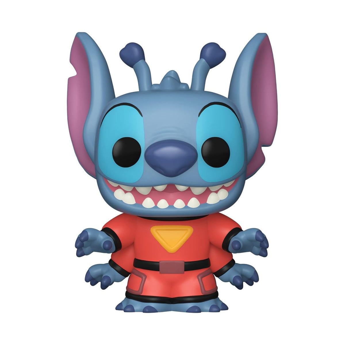 Adorable Stitch figure in red superhero outfit, delightfully capturing Disney's Lilo & Stitch charm. Verified by CuratCart.