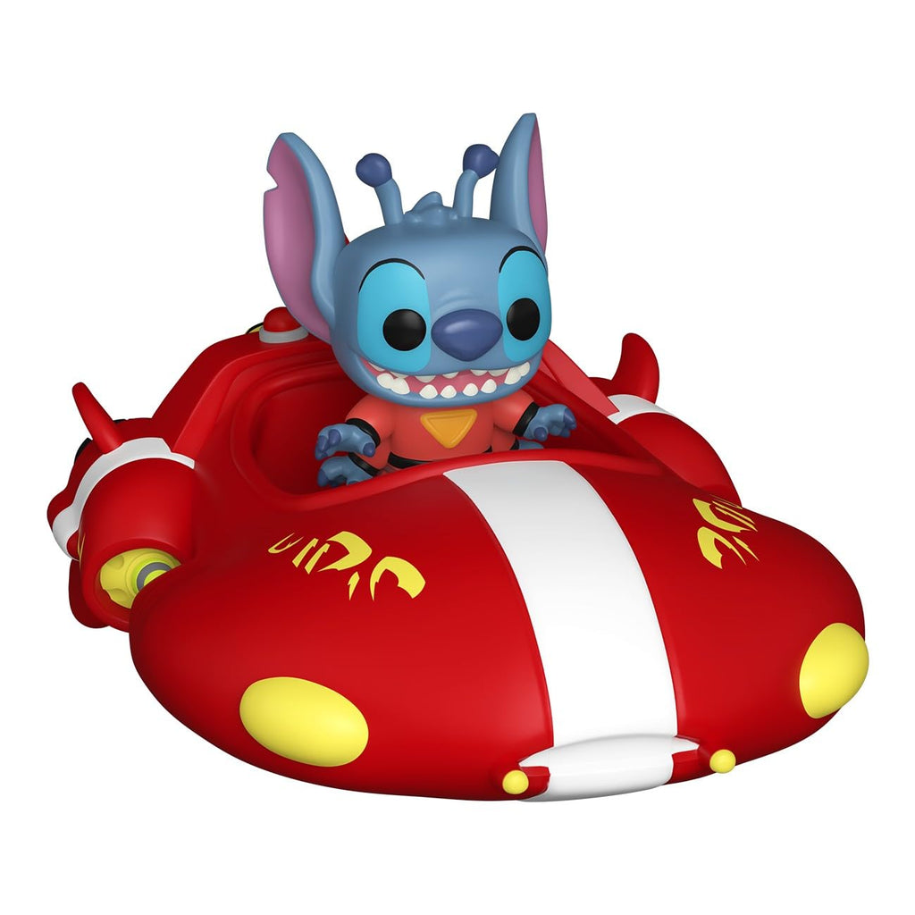 Cute Funko Bitty POP! Ride featuring Stitch in a vibrant red hover car. Available for order online in India!