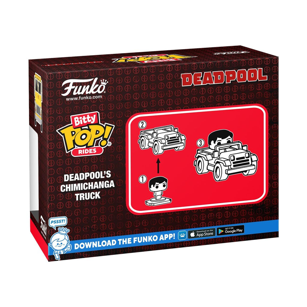 Premium imported Funko Bitty POP! Ride featuring Deadpool in a Chimichanga truck. Perfect addition for collectors!