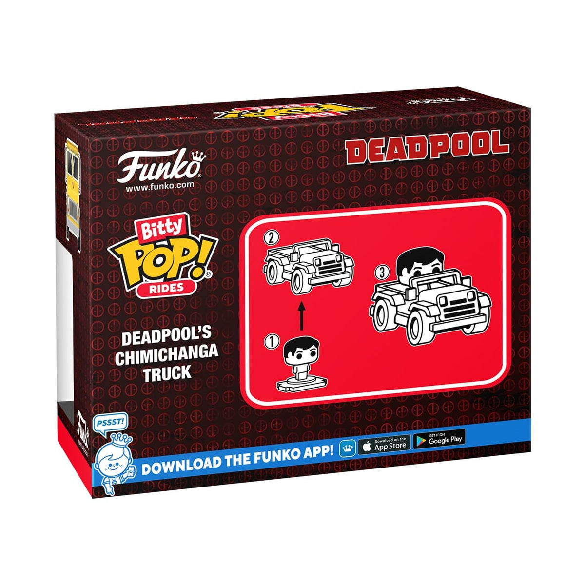 Premium imported Funko Bitty POP! Ride featuring Deadpool in a Chimichanga truck. Perfect addition for collectors!