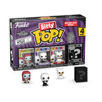 Authentic Funko Bitty Pop set featuring Sally, Jack Skellington, Zero, and a mystery figure. Includes display shelf.