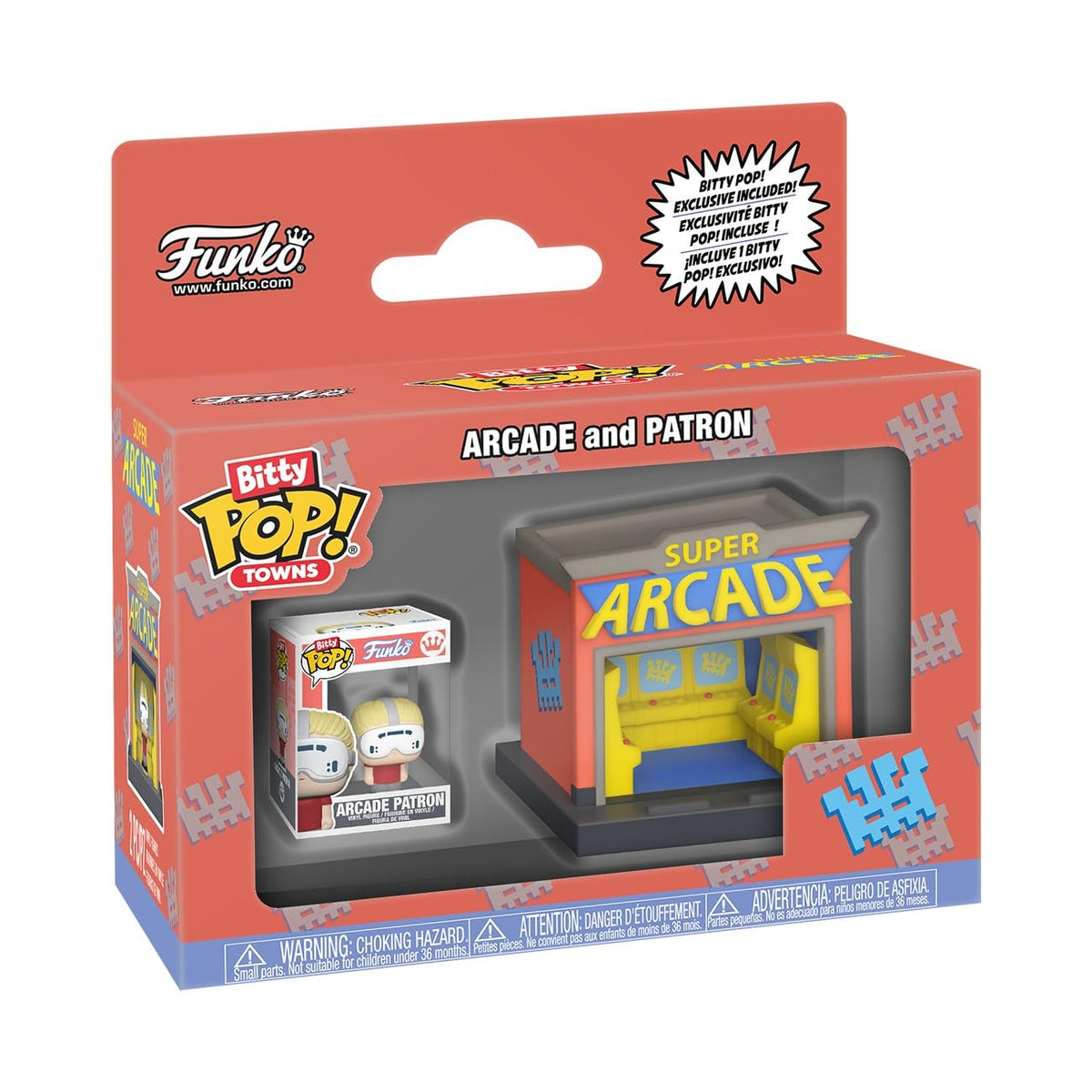 Authentic Funko Bitty POP! Town set featuring a colorful Arcade and Patron figures. Perfect for collectors!