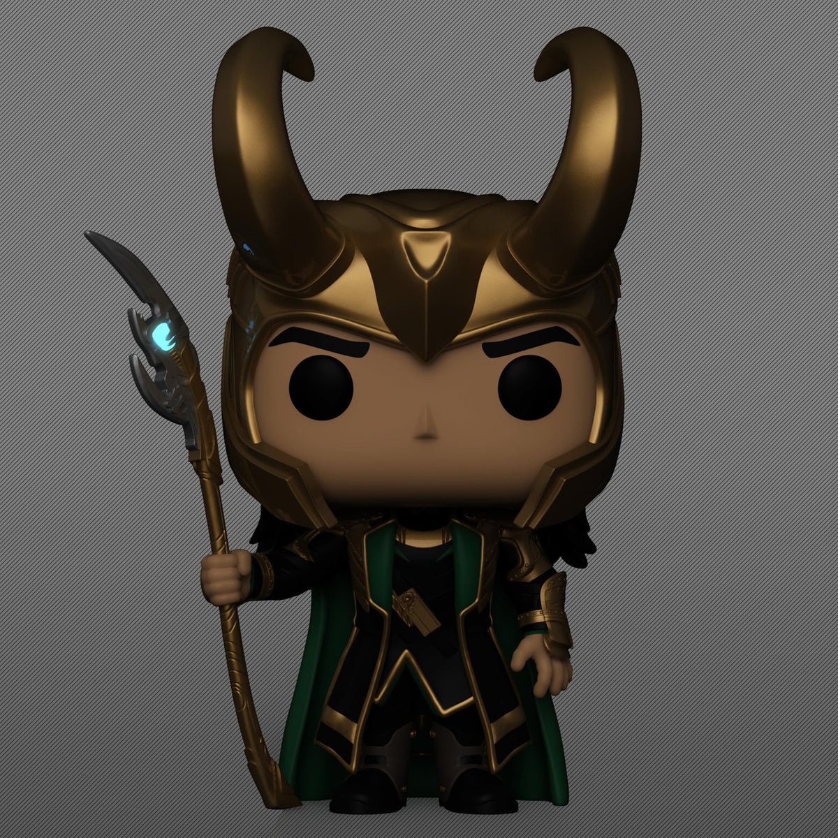 Premium imported Funko Pop! of Loki, featuring a vibrant glow-in-the-dark scepter, ideal for collectors and Marvel fans.