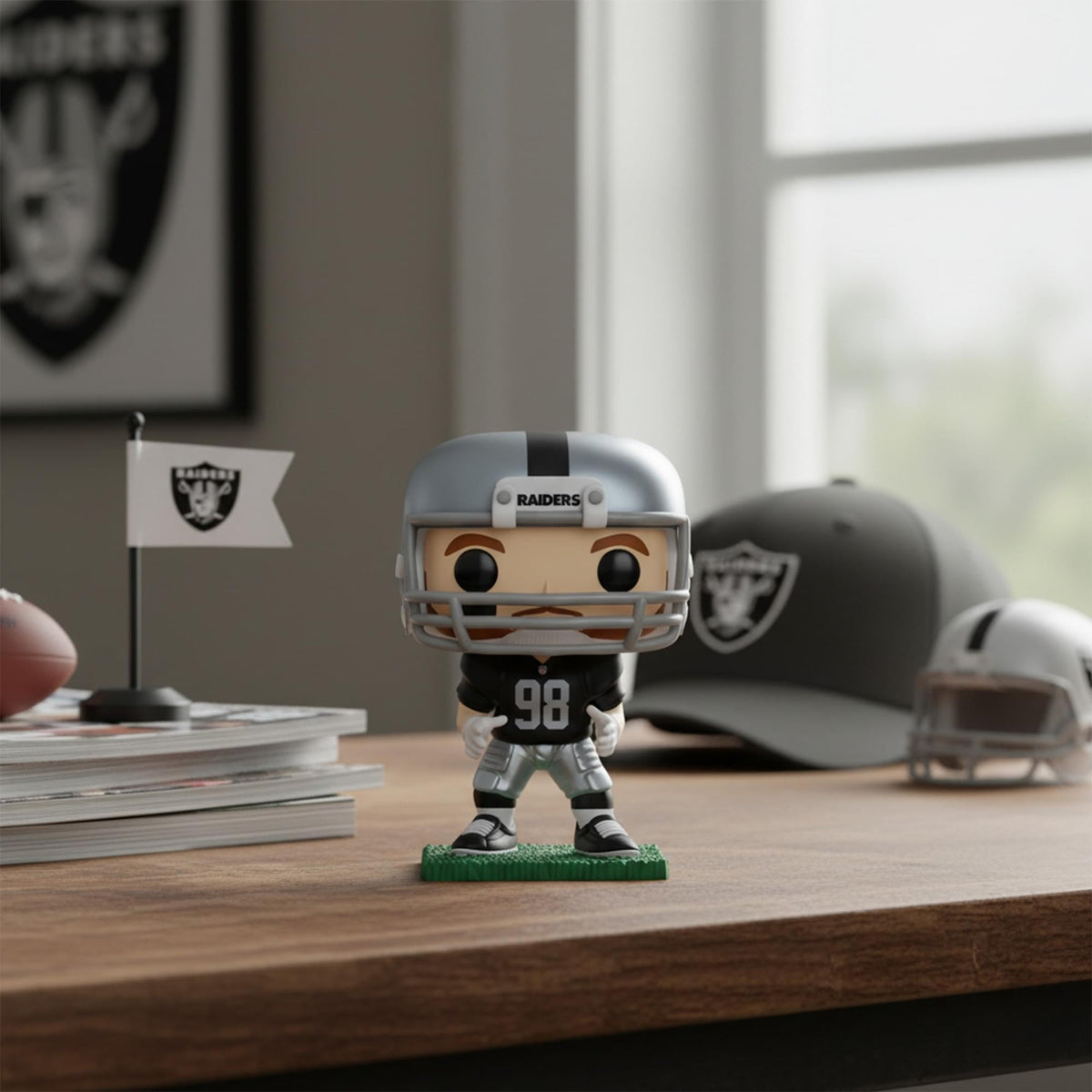 Stylish Funko Maxx Crosby figure from the Las Vegas Raiders, perfect for fans. Verified by CuratCart for trust.