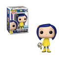 100% Genuine Funko Movies Coraline with Doll Exclusive. Features Coraline in yellow coat holding a doll.