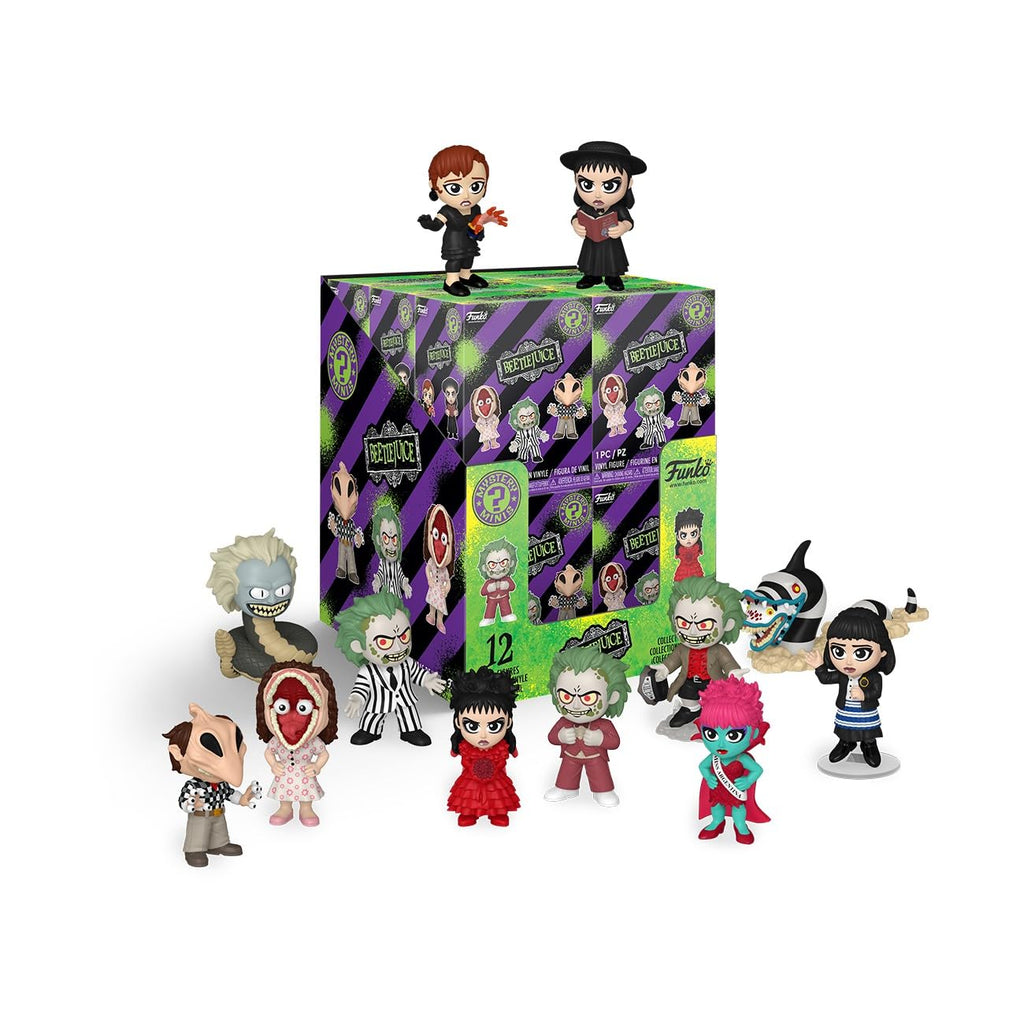 Collectible Funko Mystery Minis featuring Beetlejuice characters. 100% genuine figures in vibrant detail and fun poses.