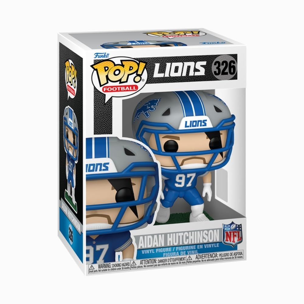 Premium imported Funko Pop of NFL Lions star Aidan Hutchinson, featuring unique detailing and vibrant colors.