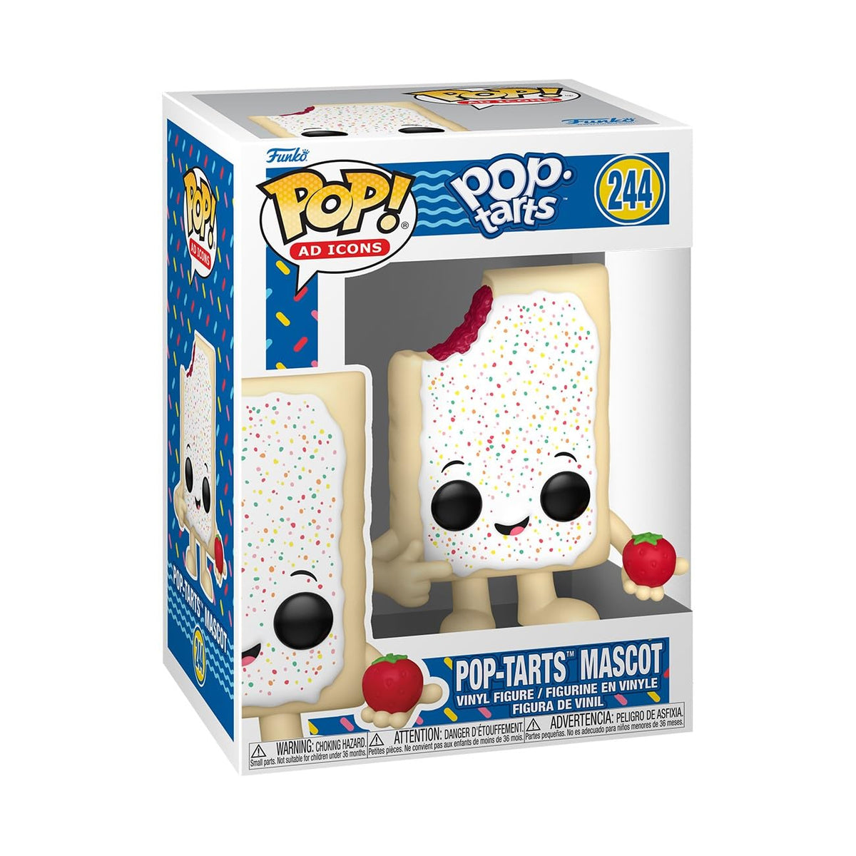 100% Genuine Kellogg's Pop-Tarts Funko POP! vinyl figure, featuring the cheerful mascot with a smiling face and strawberry topping.