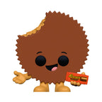 Adorable Reese's Cup Funko Pop figure holding a mini Reese's package. Available online for order now!