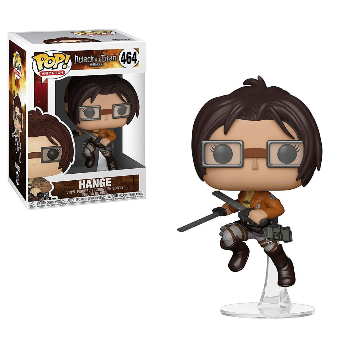 Authentic Funko Pop! figure of Hange from Attack on Titan. Features detailed design, perfect for collectors.