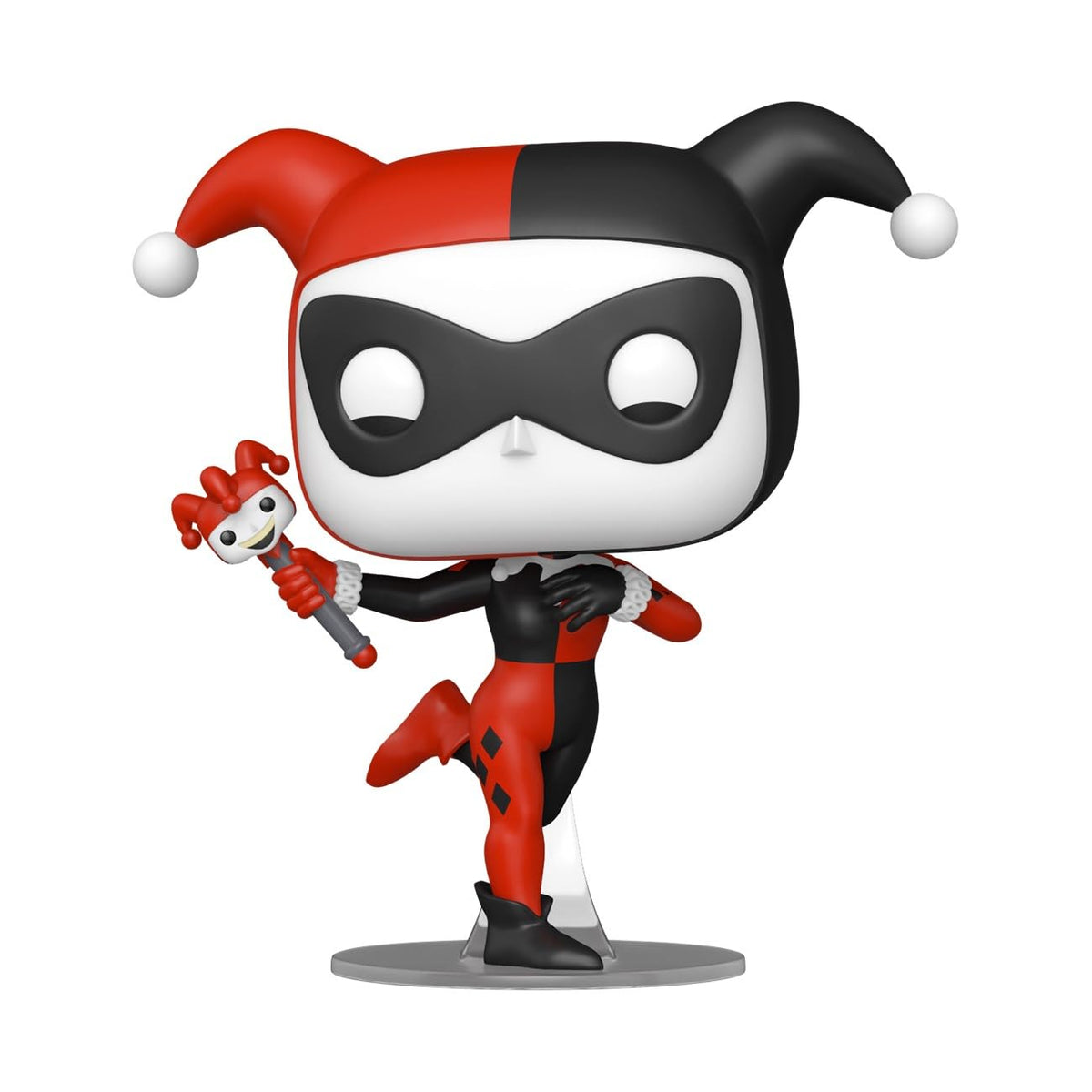 Harley Quinn Funko POP! figure standing with a jester hat, holding a mallet. Available in India, order online today!