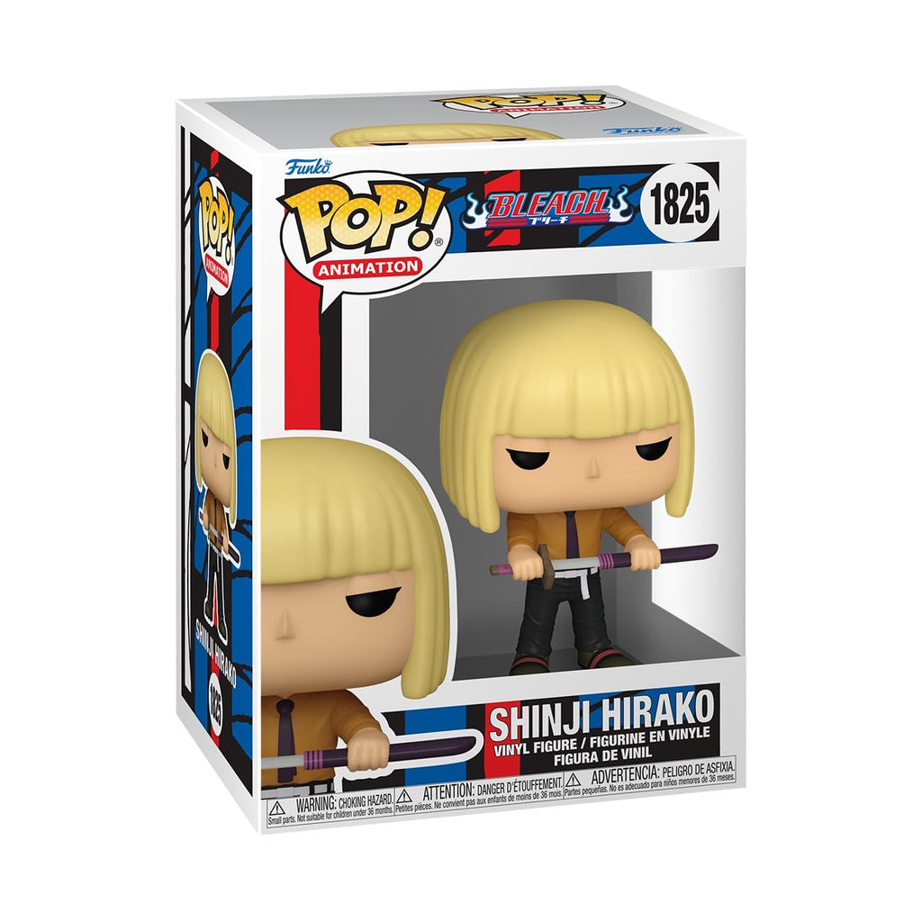Authentic Funko POP! figure of Shinji Hirako from Bleach, featuring vibrant colors and detailed vinyl design in box packaging.