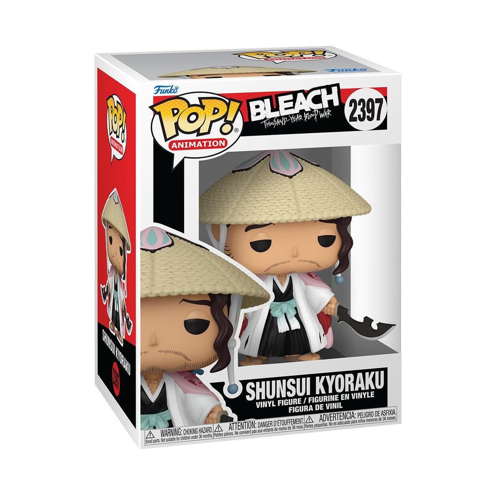 100% genuine Funko Pop! figure of Shunsui Kyoraku from Bleach Animation, featuring vibrant details and collectible design.