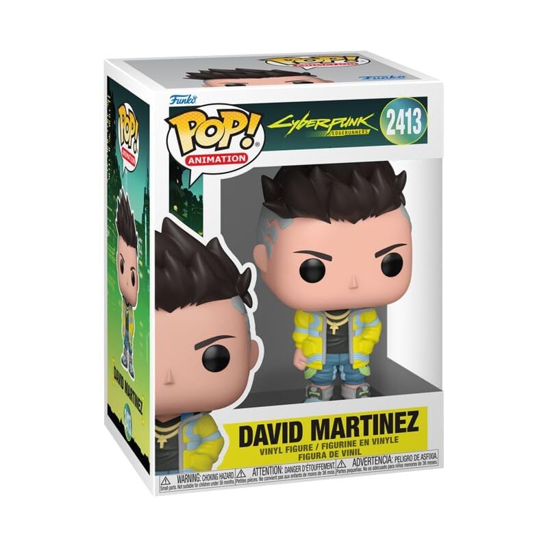 100% Genuine Funko Pop! Animation figure of David Martinez from Cyberpunk Edgerunners, featuring vibrant details.