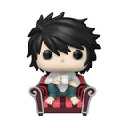 This Funko POP! features L from Death Note sitting on a striped chair, holding a cup. Available in India, order online now!